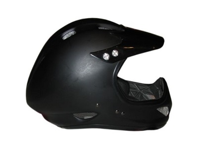 Black helmet against white background